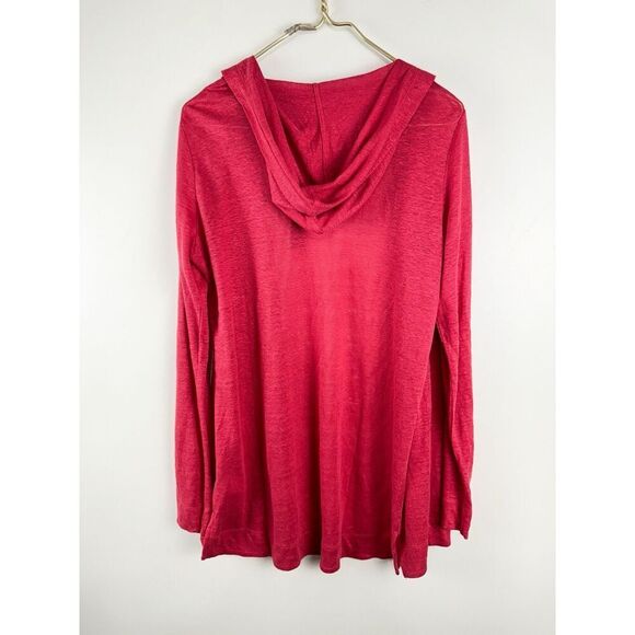 Tahari 100% Linen Hooded Beach Cardigan Medium Open Front Lightweight Sweater - Picture 2 of 4